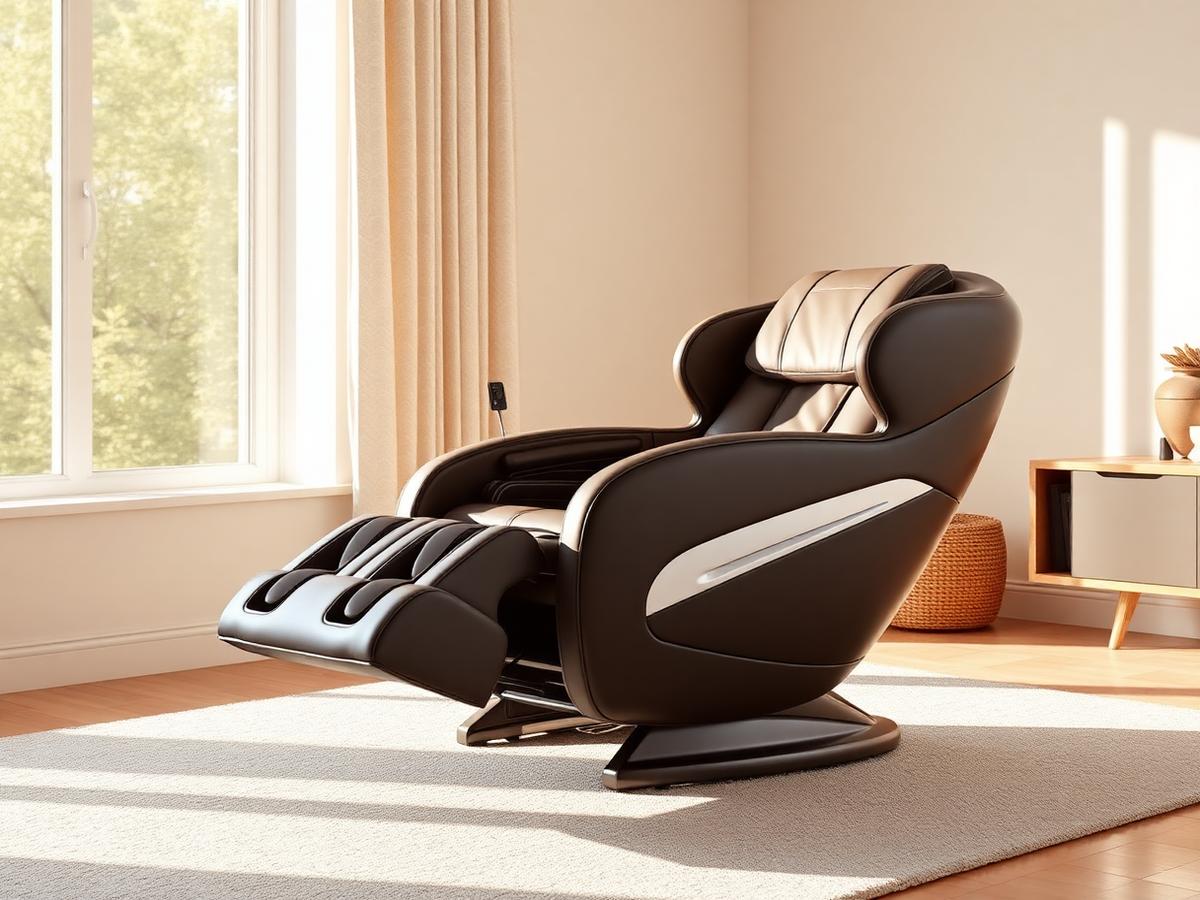 Luxury full body zero gravity massage chair in a bright modern living room